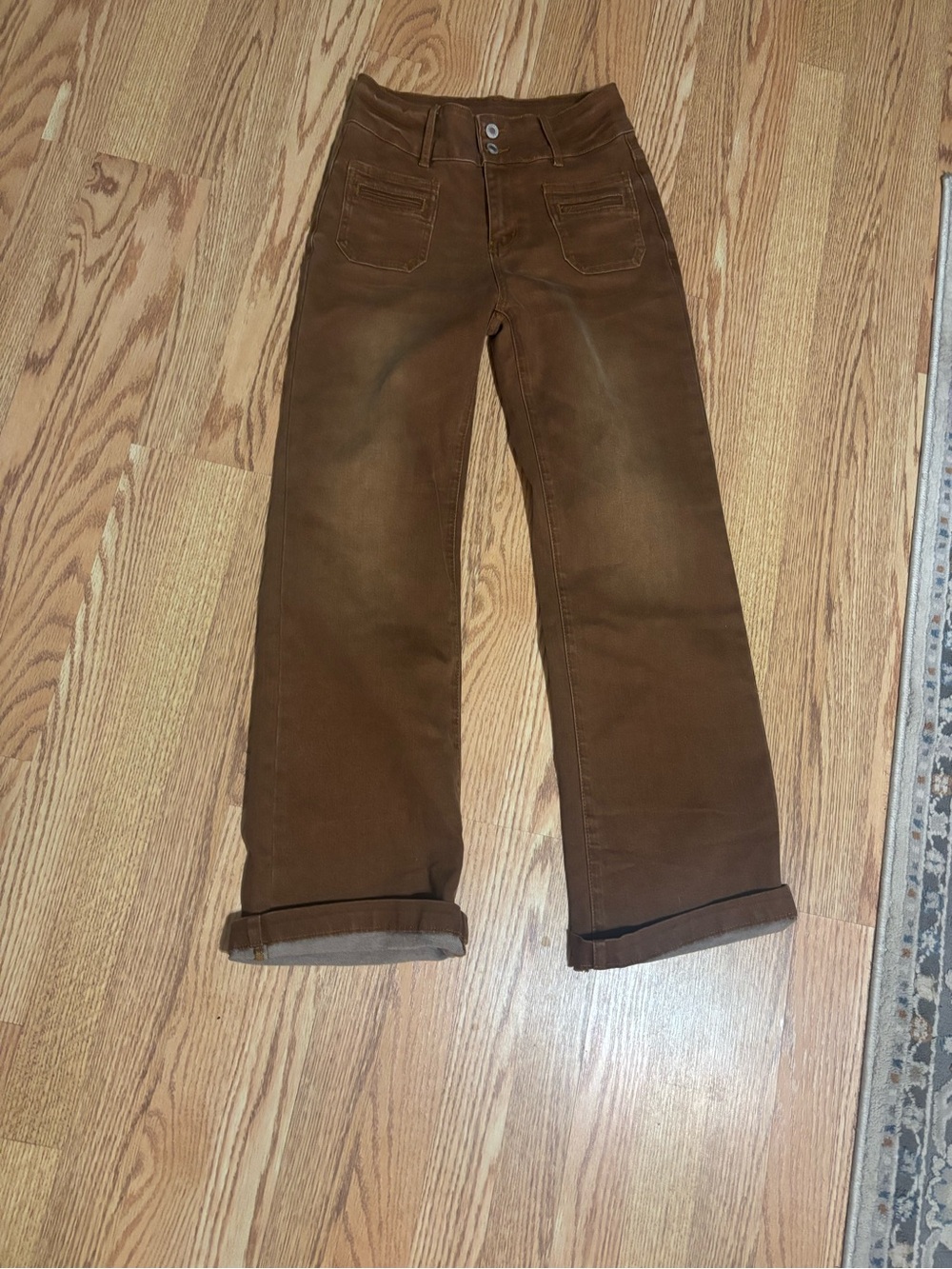 High-Rise Wide-Leg Jeans in Brown